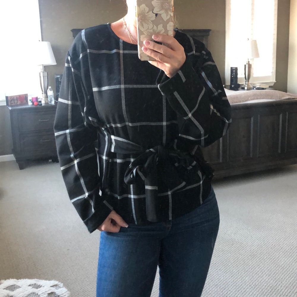 Vici lazy Sunday black and white check shirt